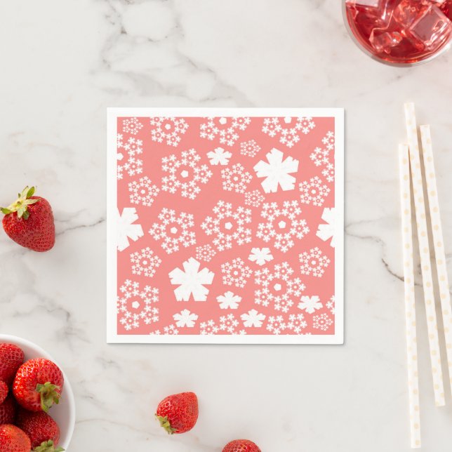 Pink & White Star & Snowflake Muster Serviette (Beispiel)