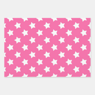 Pink White Stars Muster dekorativ Geschenkpapier Set
