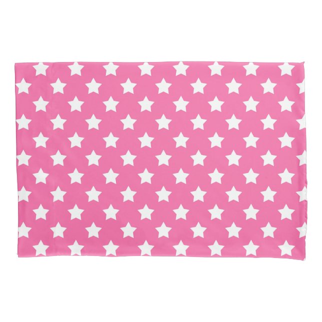 Pink White Stars Muster dekorativ Kissenbezug (Vorderseite)