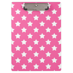 Pink White Stars Muster dekorativ Klemmbrett