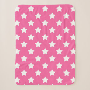 Pink White Stars Muster dekorativ Sherpadecke