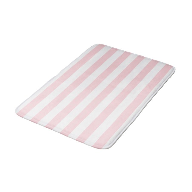 Pink & White Stripe Bathmat  Badematte (Schrägansicht)