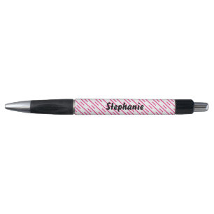 Pink White Stripes Art Individuelle Name Niedliche Kugelschreiber