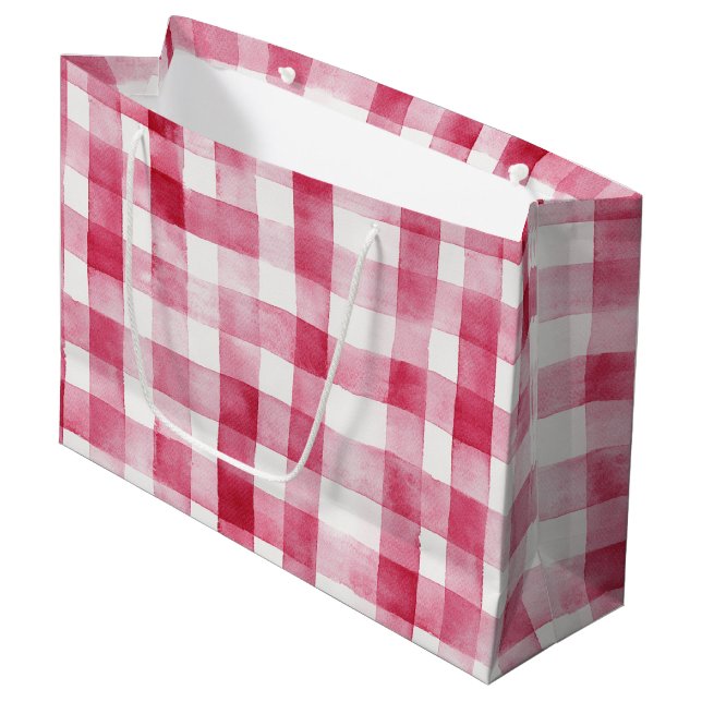 Pink White Stripes Birthday Große Geschenktüte (Vorderseite Schrägansicht)