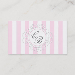 Pink & White Stripes Chic Boutique Carte de visite