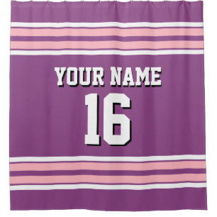 Pink White Stripes Sports Jersey Duschvorhang