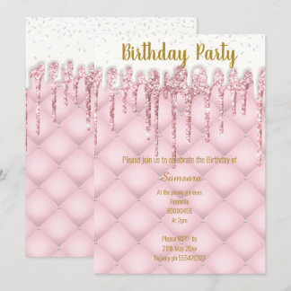 PINK WHITE TUFTED CAKE JEDEN ANLASS GEBURTSTAG EINLADUNG