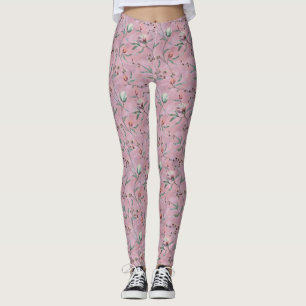 Pink & White Tulips Muster Leggings
