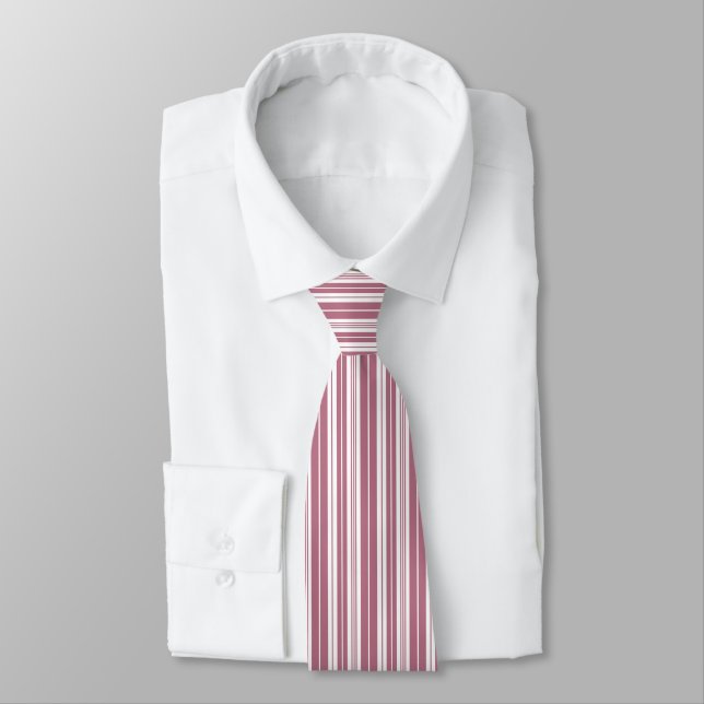 Pink White Vertikal Stripes Muster Krawatte (Gebunden)
