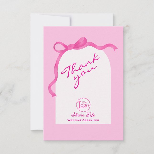 Pink White Wedding Organizer Business Thank you (Vorderseite)