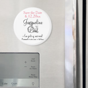 Pink White Wedding Save the Date Magnet