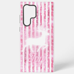 Pink & White Weihnachtsfreude Rentiere Samsung Galaxy Hülle