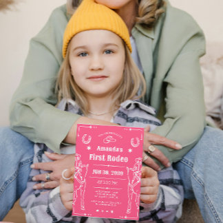 Pink & white Western Girls Geburtstagsparty Save The Date