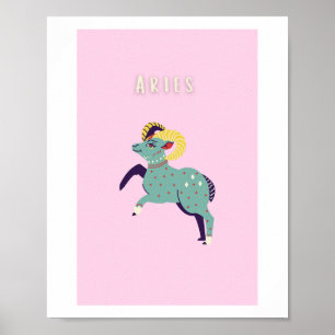 Pink Widder, Sternzeichen, Sternzeichen-Druck Poster