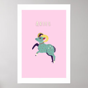 Pink Widder, Sternzeichen, Sternzeichen Druck Poster
