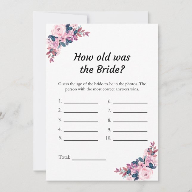 Pink Wie alt war die Bridge Brautparty Game Card Einladung (Vorderseite)