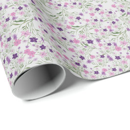 Pink-Wiese-Blume zum Hochzeitszittern Geschenkpapier