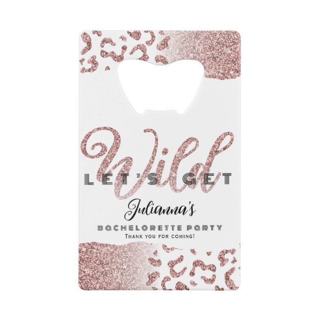Pink - Wild Animal Print Bachelorette Bach Geldbeutel Flaschenöffner (Vorderseite)