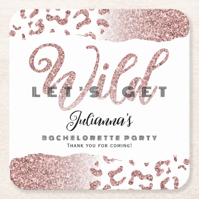 Pink - Wild Animal Print Bachelorette Bach Rechteckiger Pappuntersetzer (Vorderseite)