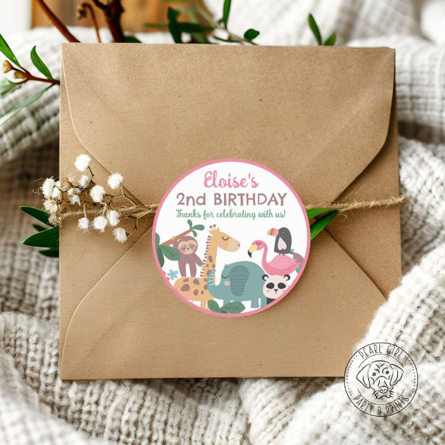 Pink Wild Animal Runder Aufkleber (Von Creator hochgeladen)