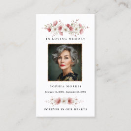 Pink Wild Flowers Funeral Prayer Card Visitenkarte