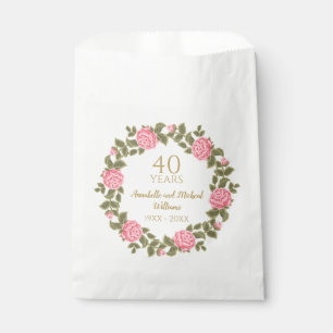PINK WILD ROSE Blumengarland 40. Wedding RUBY Geschenktütchen