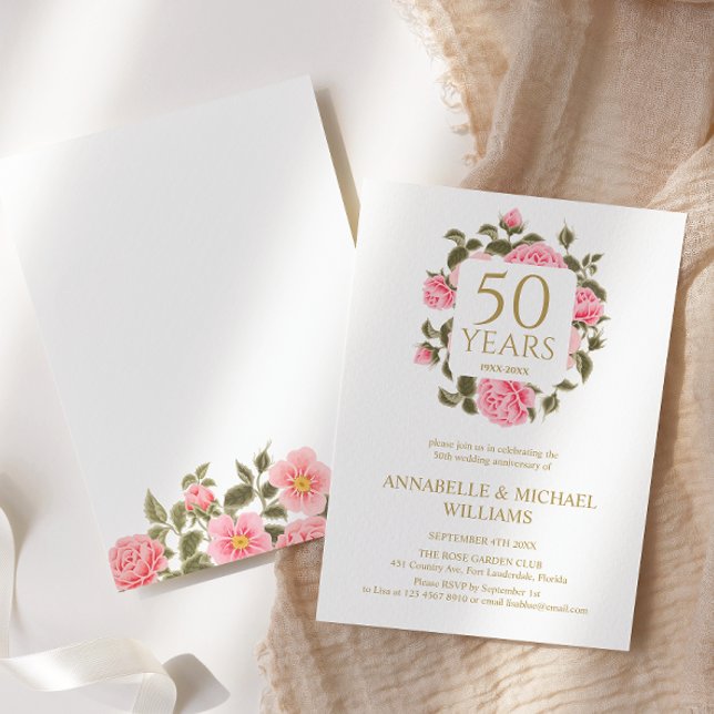 PINK WILD ROSE BOUQUET 50. JAHRESGOLDEN EINLADUNG (Von Creator hochgeladen)