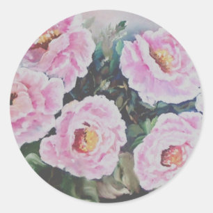 PINK WILD-ROSE, DIE KLASSISCHE RUNDSCHALTFLÄCHE MA RUNDER AUFKLEBER