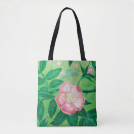Pink Wild Rose Illustration Tasche