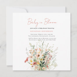 Pink Wildblume Baby in Bloom Baby Dusche Einladung