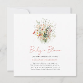 Pink Wildblume Baby in Bloom Baby Dusche Einladung