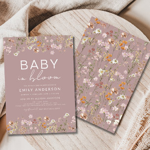 Pink Wildblume Baby in Bloom Baby Dusche Einladung