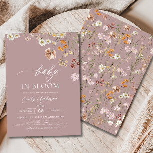 Pink Wildblume Baby in Bloom Baby Dusche Einladung