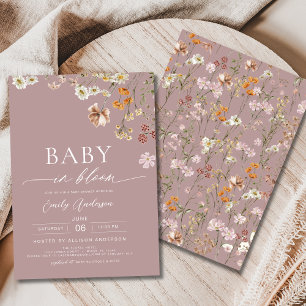 Pink Wildblume Baby in Bloom Baby Dusche Einladung