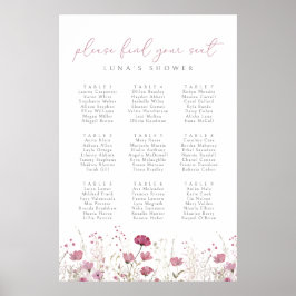Pink Wildblume Baby in Blütensitzkarte Poster