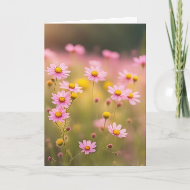 Pink Wildblume Daisy Field for Beileid Karte (Vorderseite)