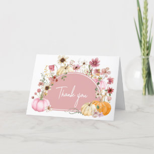 Pink Wildblume Pumpkin Baby Dusche Dankeskarte