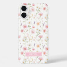 Pink Wildflower Watercolor Monogrammed