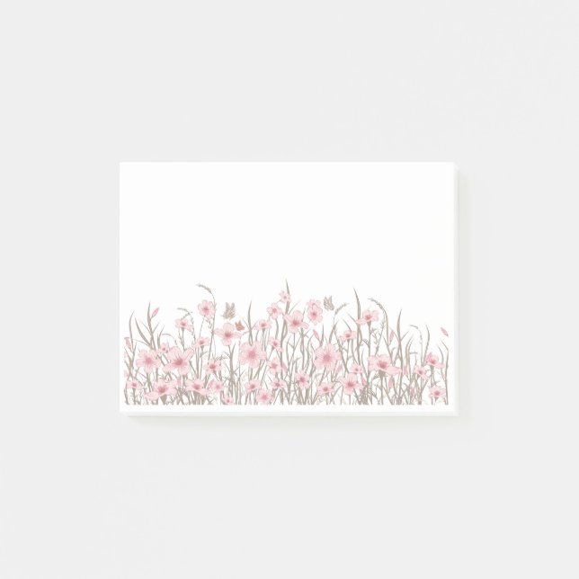 Pink Wildflowers  Post-it Klebezettel (Vorderseite)