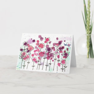 Pink Wildlfower Meadow Blank Notizkarte Farbe Karte