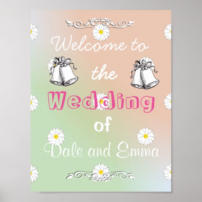 Pink Willkommen bei der Hochzeit des Posters (Name Poster (Vorne)