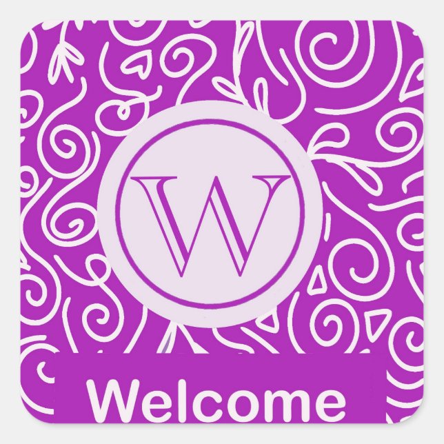 Pink Willkommensticket Quadratischer Aufkleber (Vorderseite)