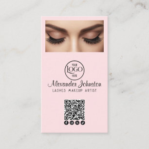 Pink Wimpern Makeup Artist QR Code Geschäftslogo Visitenkarte