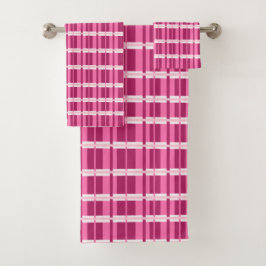 Pink Window Pane Zeitgenössische Ausgabe Badhandtuch Set