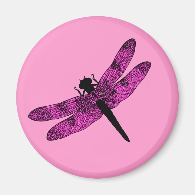 Pink Winged Dragonfly Magnet (Vorne)