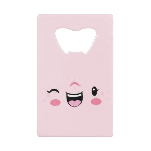 Pink Winking Kawaii Face Credit Card Flaschenöffne Kreditkarten Flaschenöffner