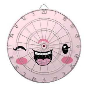 Pink Winking Kawaii Face Dart Board Dartscheibe