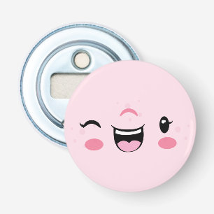 Pink Winking Kawaii Face Flaschenöffner