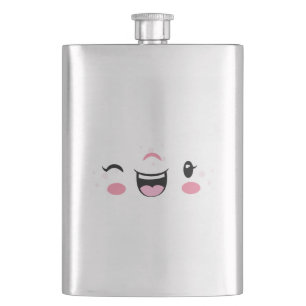 Pink Winking Kawaii Face Flask Flachmann