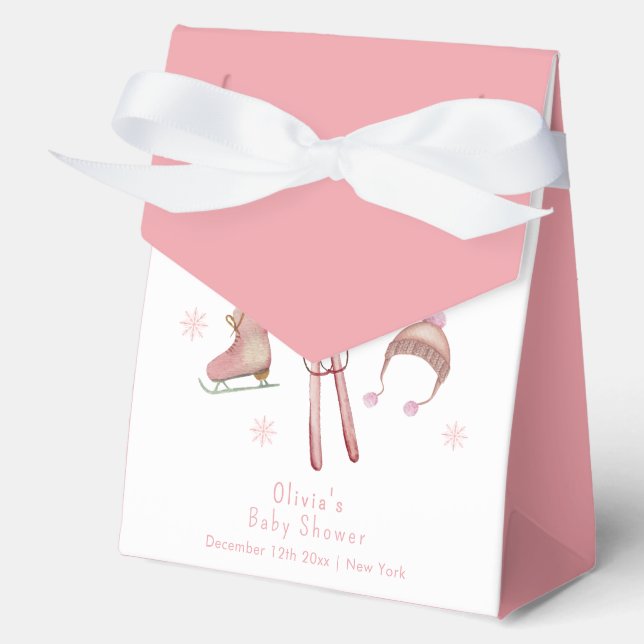 Pink Winter Après Bébé Ski Baby Shower  Geschenkschachtel (Vorderseite)